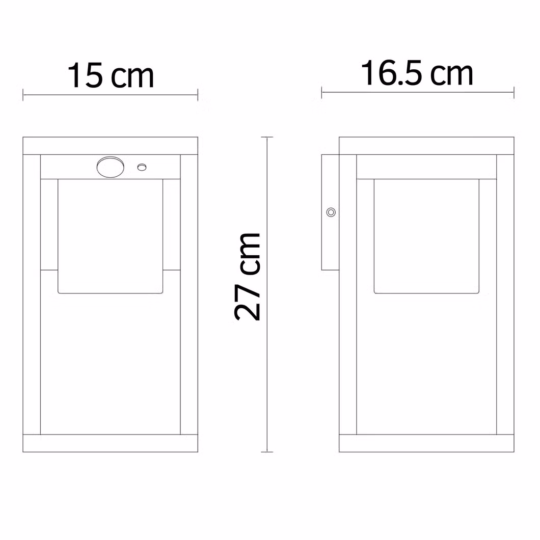 Die-Cast Aluminum Bulb Inside Square Box LED Outdoor Solar Wall Light with Motion Waterproof