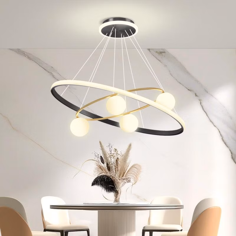 New Arrivals Smart Remote Control CCT Dimming Ceiling Lamp White Black Gold Chandelier Pendant Light with LED Bulb