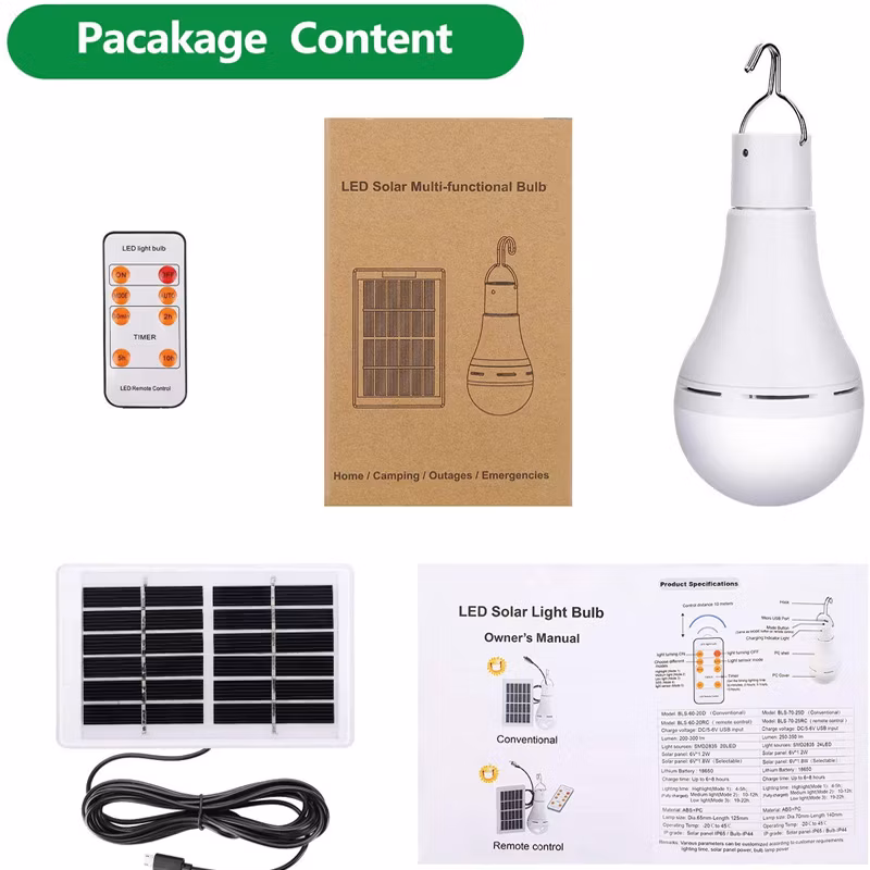 Portable LED Solar Bulb Light Emergency Light Outdoor Camping Light