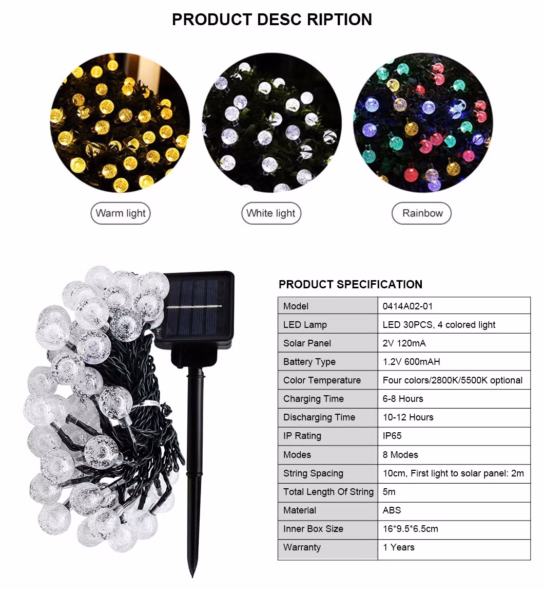 Good Service Four Colors/2800K/5500K Optional Home Decoration Light String Lights Indoor Multicolor Bulb