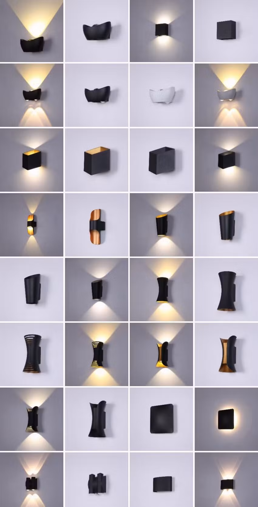 12W Electric up and Down 4-Head Wall Lamp Golden Black Home Bedside Modern Decorative Indoor LED Sconce Light LED Bulb Light