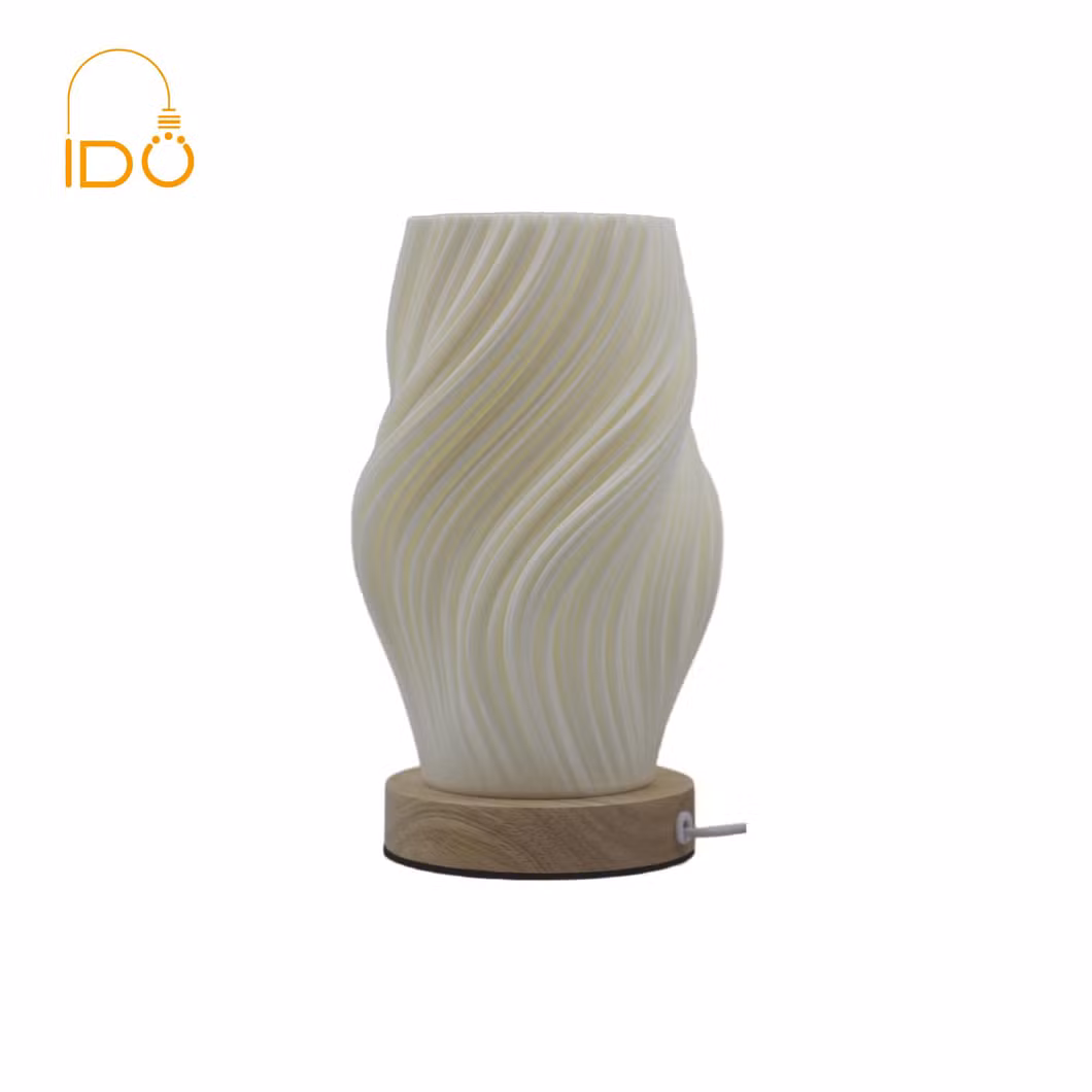 New Design Innovation 3D Printed Double Cover Wooden Base LED Table Lamps