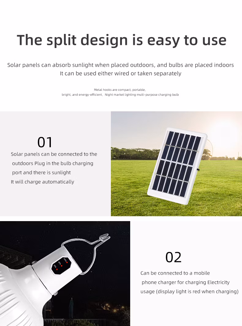 LED Solar Emergency Light Bulb for Travel Camping