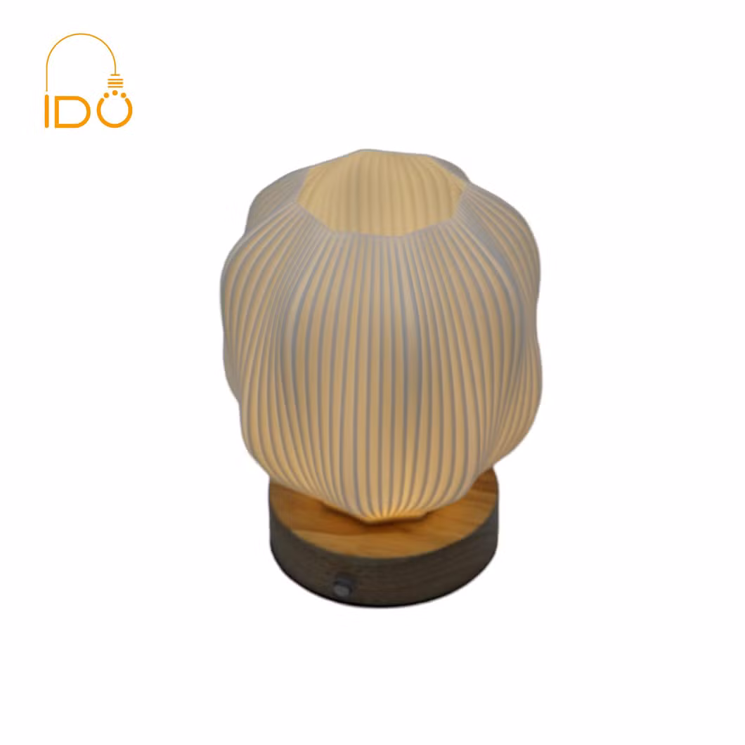 New Design Innovation 3D Printed Double Cover Wooden Base LED Table Lamps