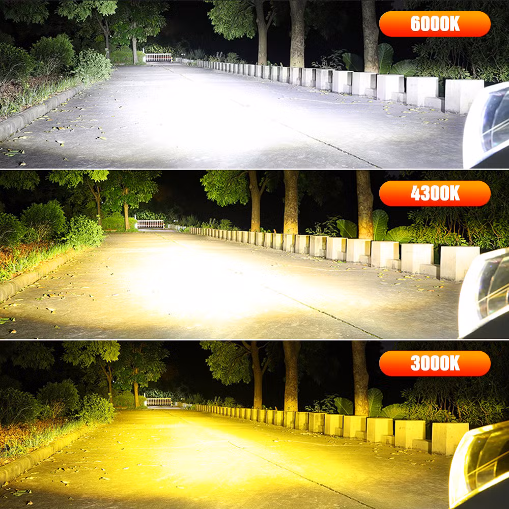 2023 Tri Color Mini LED Bulb Headlight Lights 6000K 3000K 4300K High Quality 90W 18000lm H4 H7 9005 Car LED Headlight Bulb