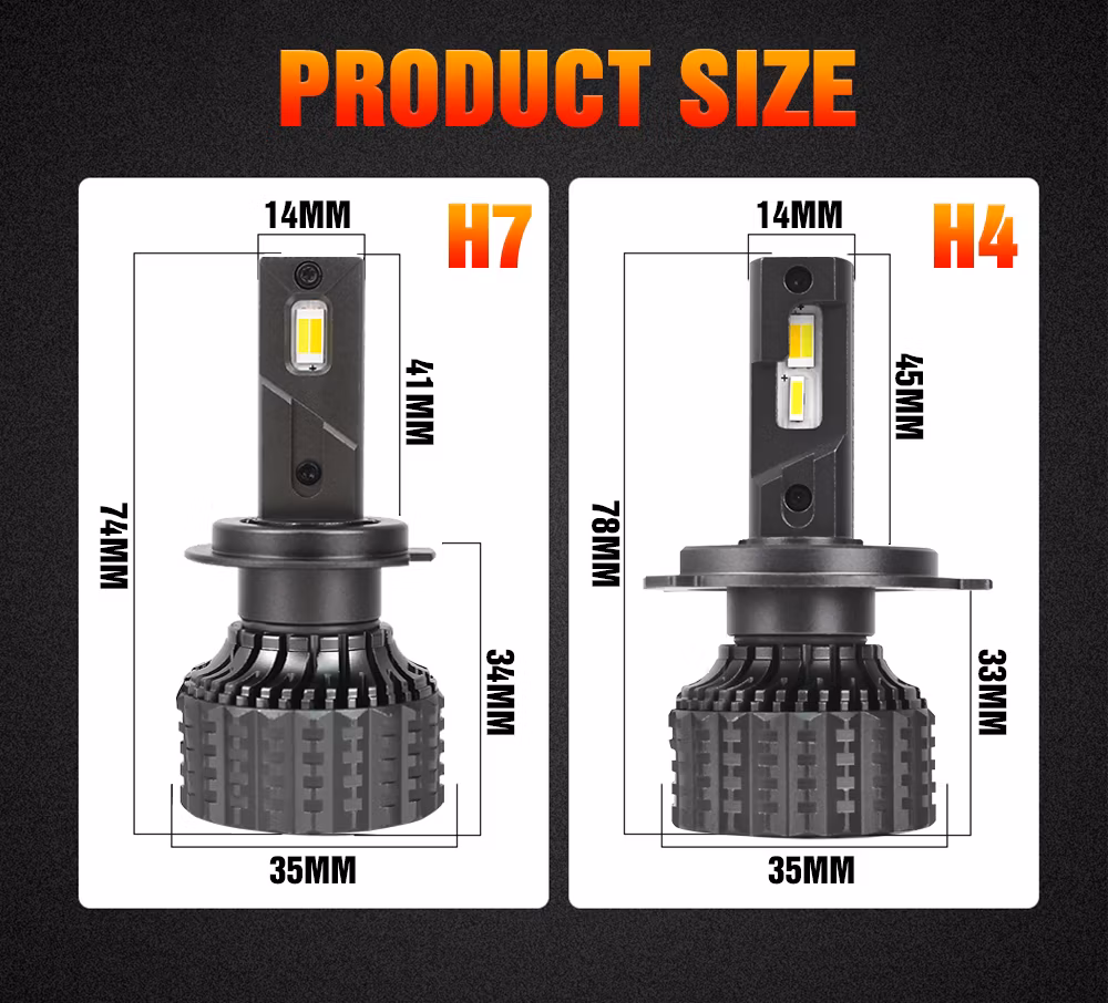 2023 Tri Color Mini LED Bulb Headlight Lights 6000K 3000K 4300K High Quality 90W 18000lm H4 H7 9005 Car LED Headlight Bulb