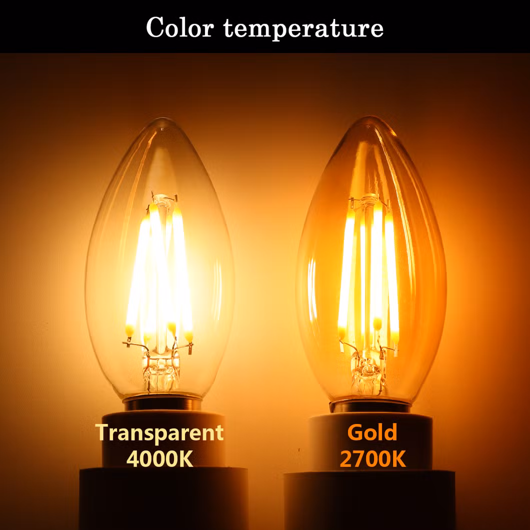 Vintage C35 2W E27 E14 B22 Amber Glass LED Filament Bulb Decorative Lamp