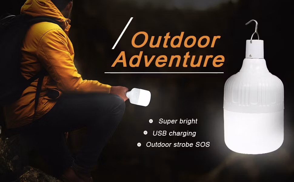 2023 New Outdoor Portable Camping Lamp Solar Rechargeable Light Emergency LED Bulb