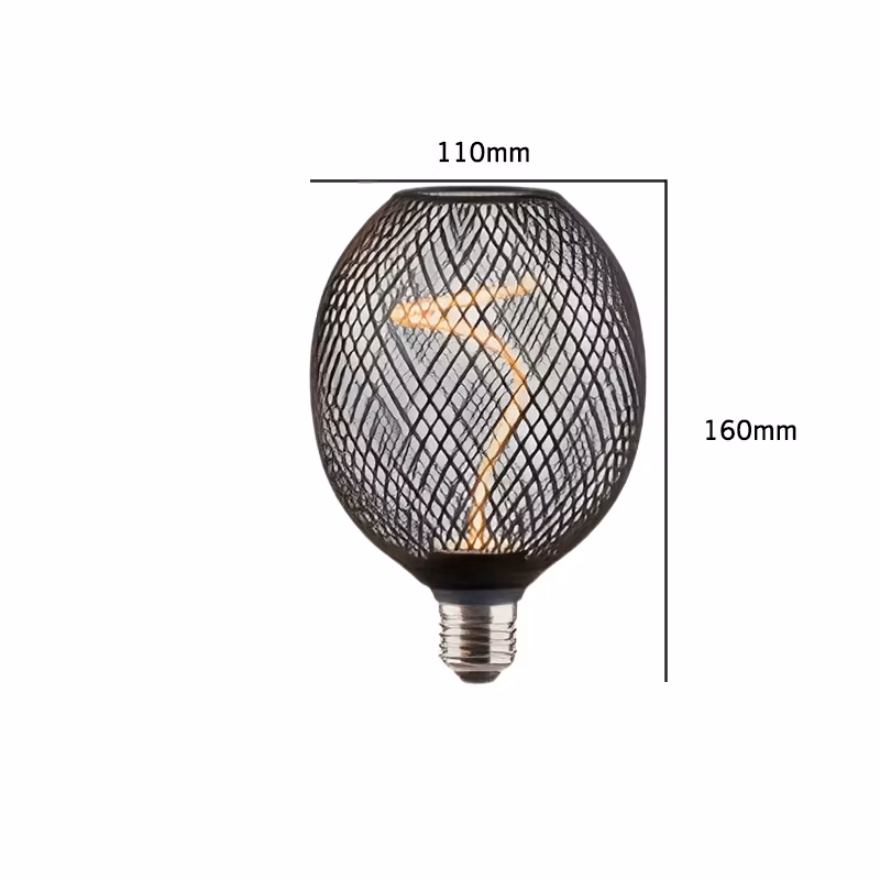 Halolite Black Iron Tennis Ball Round Shape 1800K Spiral Filament Decorative LED Bulb