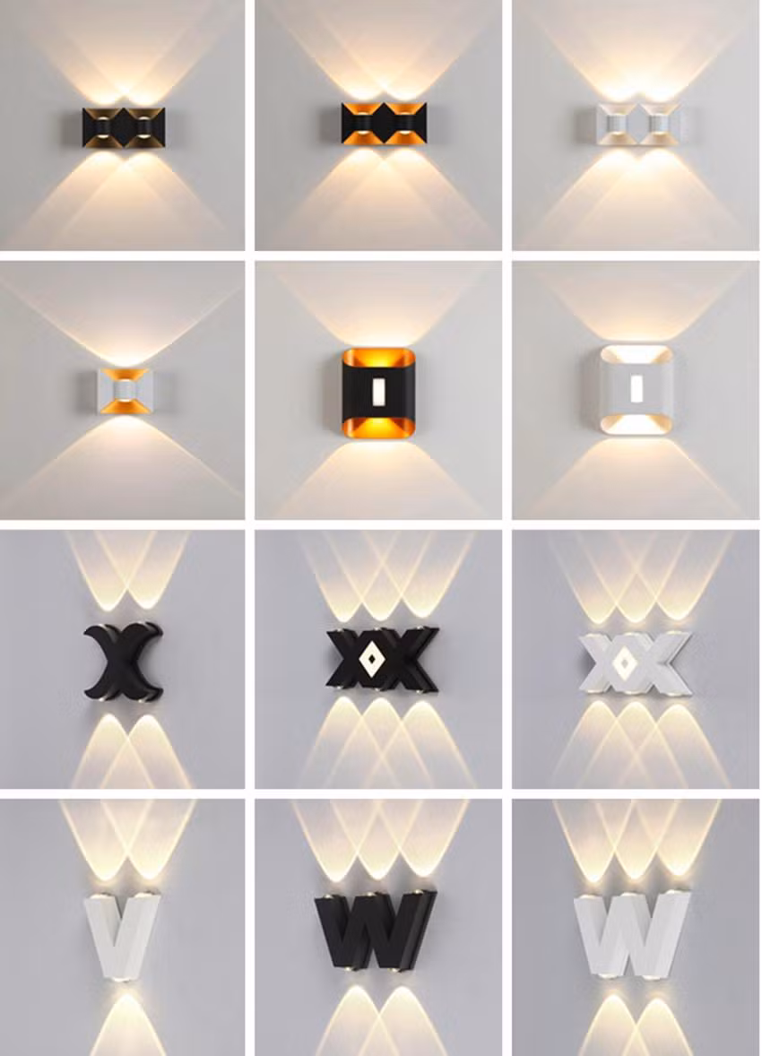 12W Electric up and Down 4-Head Wall Lamp Golden Black Home Bedside Modern Decorative Indoor LED Sconce Light LED Bulb Light