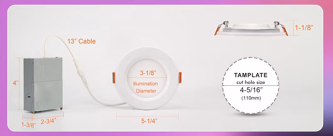 4in Rgbcw Colorful LED Recessed Panel Smart Ceiling Lights with Night Light