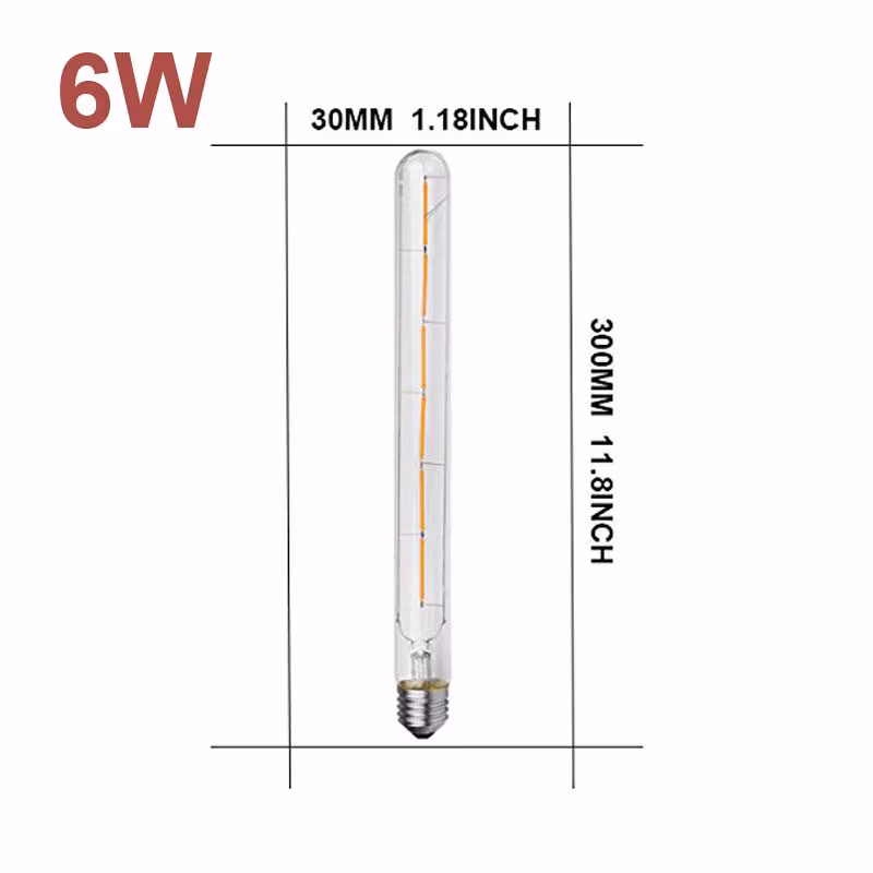 Hcnew Retro LED Filament Bulbs T185 T225 T300 LED Tube Bulb E27 3W 6W 7W 8W 220V Flame Light for Chandelier Lighting