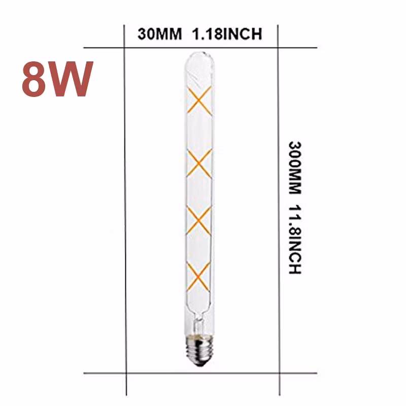 Hcnew Retro LED Filament Bulbs T185 T225 T300 LED Tube Bulb E27 3W 6W 7W 8W 220V Flame Light for Chandelier Lighting