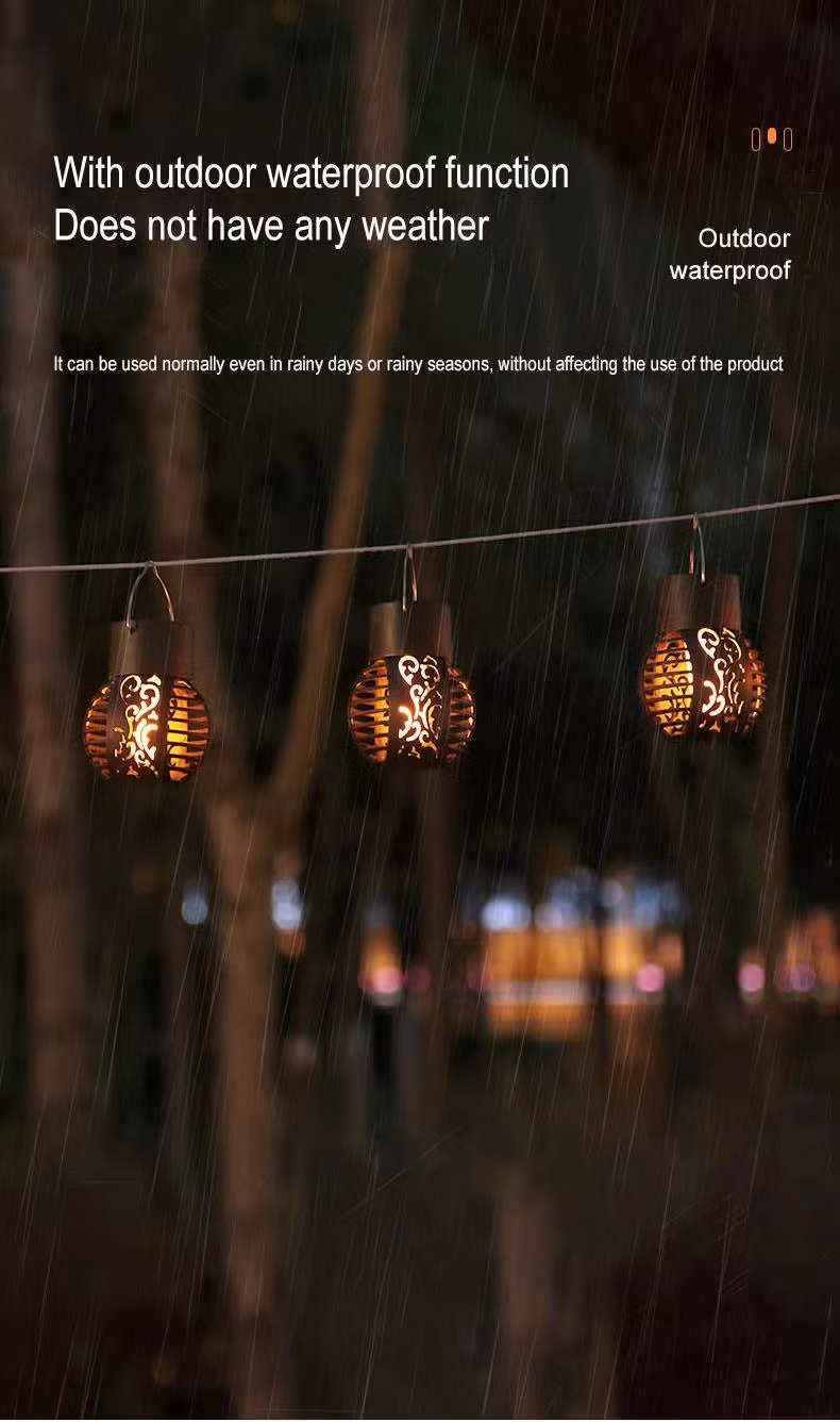 Solar Flicker Flame Lantern Lights LED Effect Hanging Solar Light Garden Lamp for Outdoor Home Yard Decoration