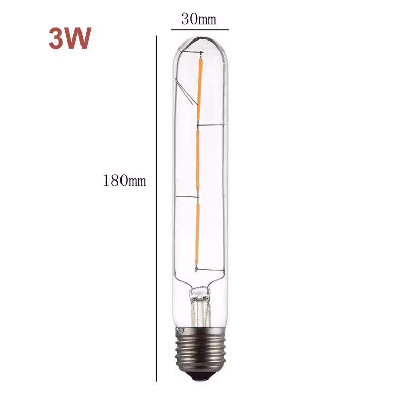 Hcnew Retro LED Filament Bulbs T185 T225 T300 LED Tube Bulb E27 3W 6W 7W 8W 220V Flame Light for Chandelier Lighting