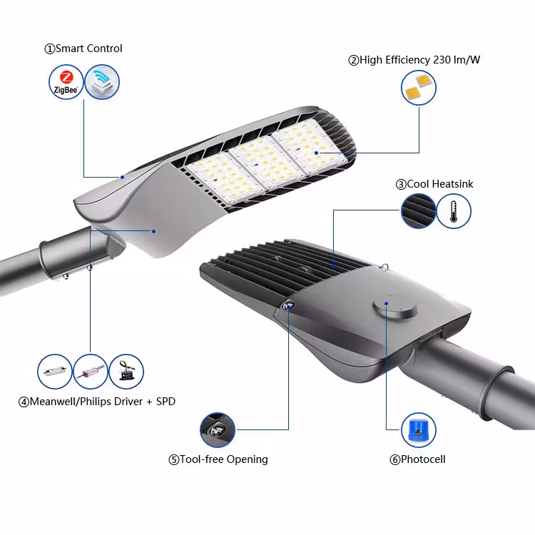 Energy-Saving Intelligent Roadway Lighting IP66 High Brightness SMD3030 LED Pathway Light 50W