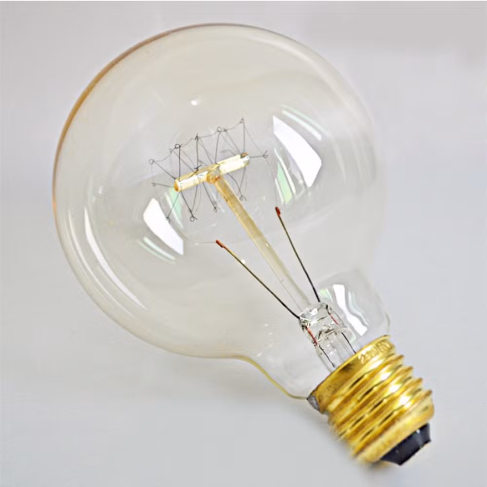 Edison Globe Style Quad Loop Filament Light Bulb Antique Incandescent Lamps G80 Vintage Edison Light Bulbs Golf Ball Bulb for Decorative Lighting
