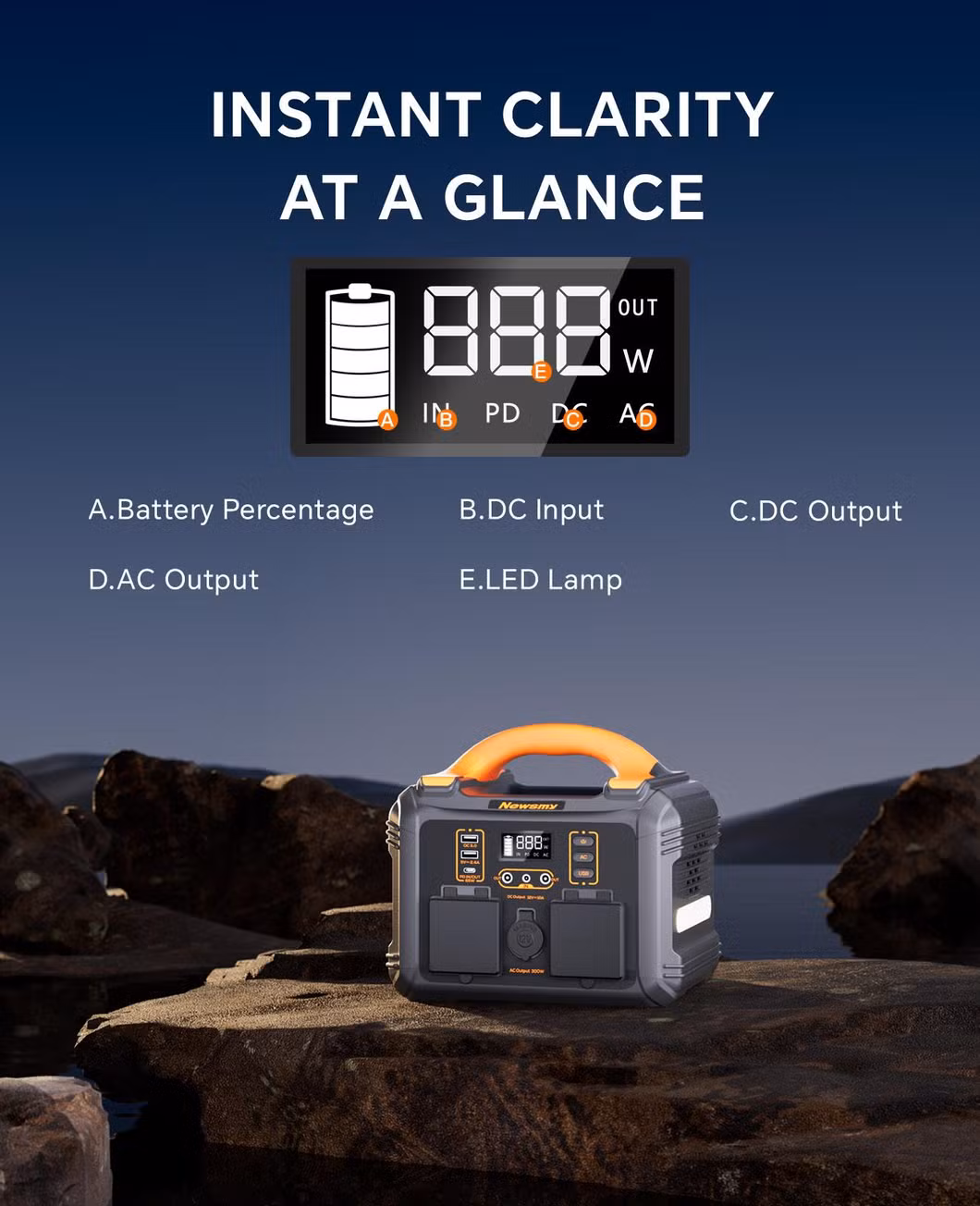 Emergency Mobile Power Lithium Ion Battery Built-in Flashlight Faster Charger 300W Portable Power Station