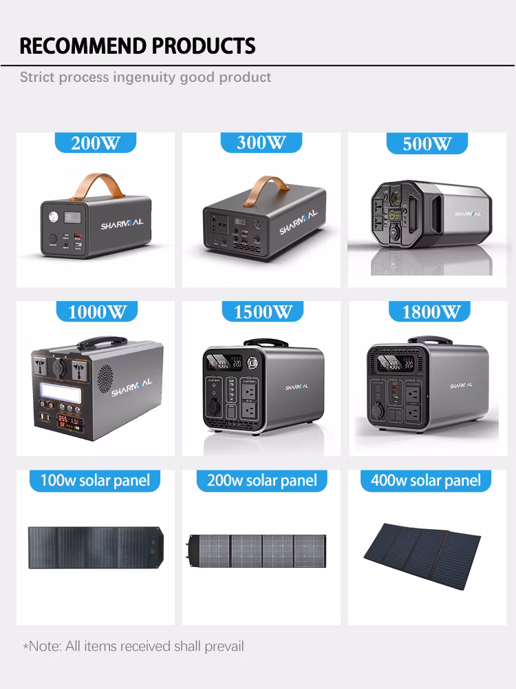 220V 500W 1000W Portable Power Station Solar Panel for Outdoor Camping