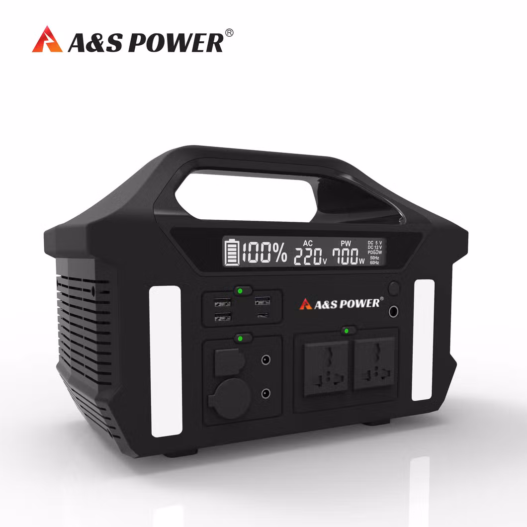 AC 220V 700W Battery Outdoor Power Supply Solar Portable Power Station for Outdoor Camping
