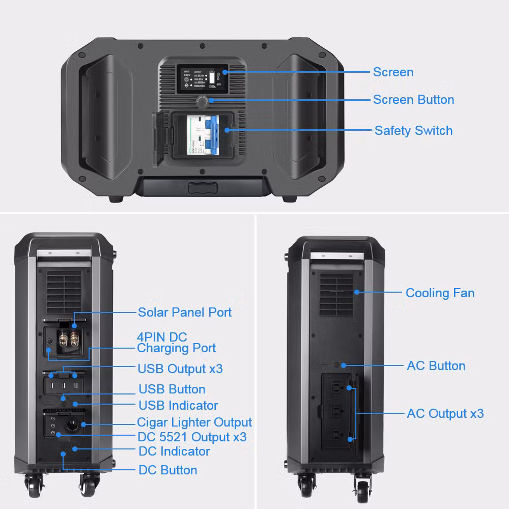 2000W Portable Energy Storage Emergency Power Supply 2515wh 220V 110V Portable Emergency Energy Storage Power