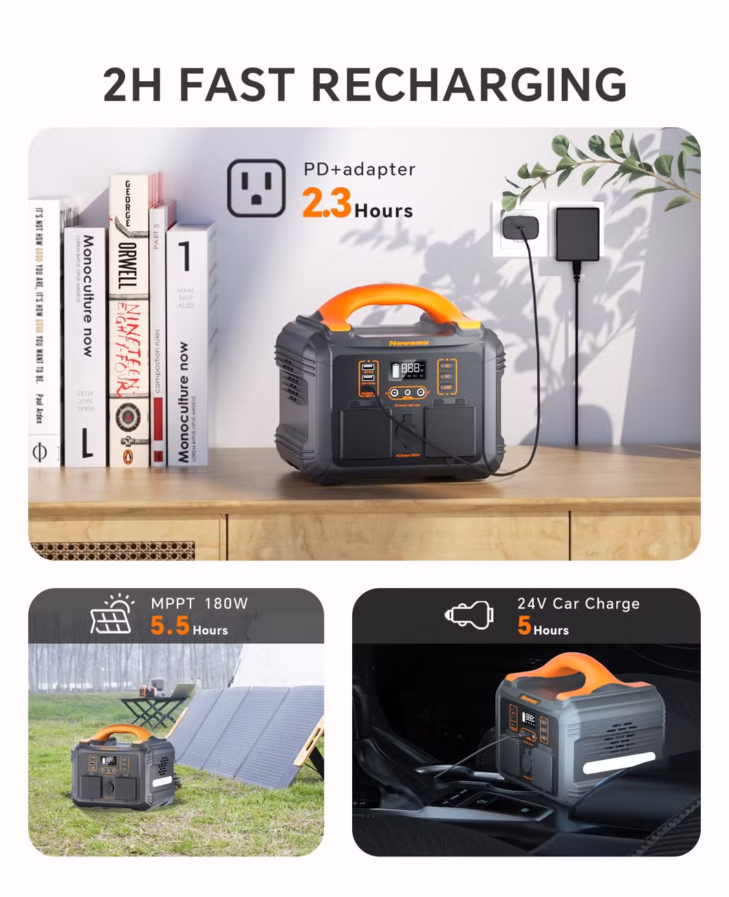 Emergency Mobile Power Lithium Ion Battery Built-in Flashlight Faster Charger 300W Portable Power Station