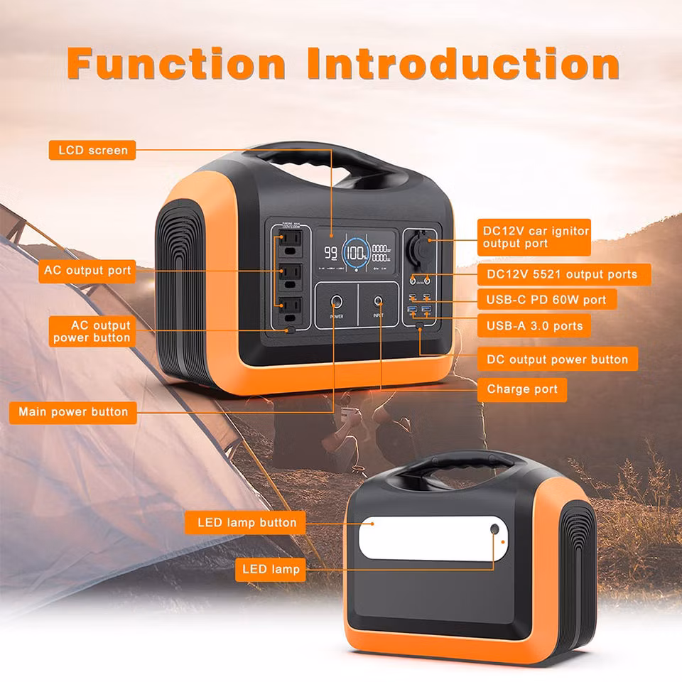 600W 1200W Home Solar Generator Systems LiFePO4 Generator 500wh Portable Power Station