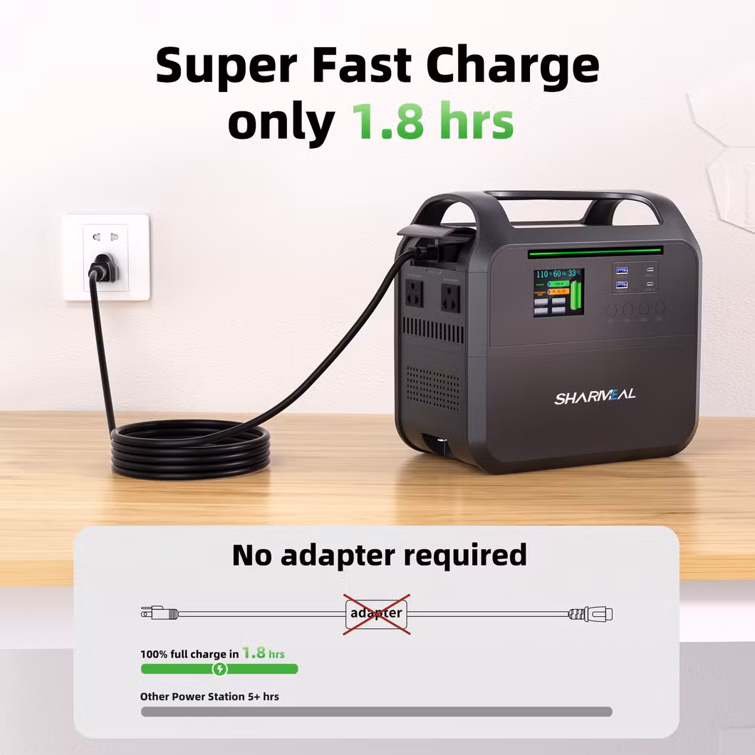 Manufacturer Custom Logo Charging Battery 1500-Watt Solar Generator Banks Supply 1500W Portable Power Station