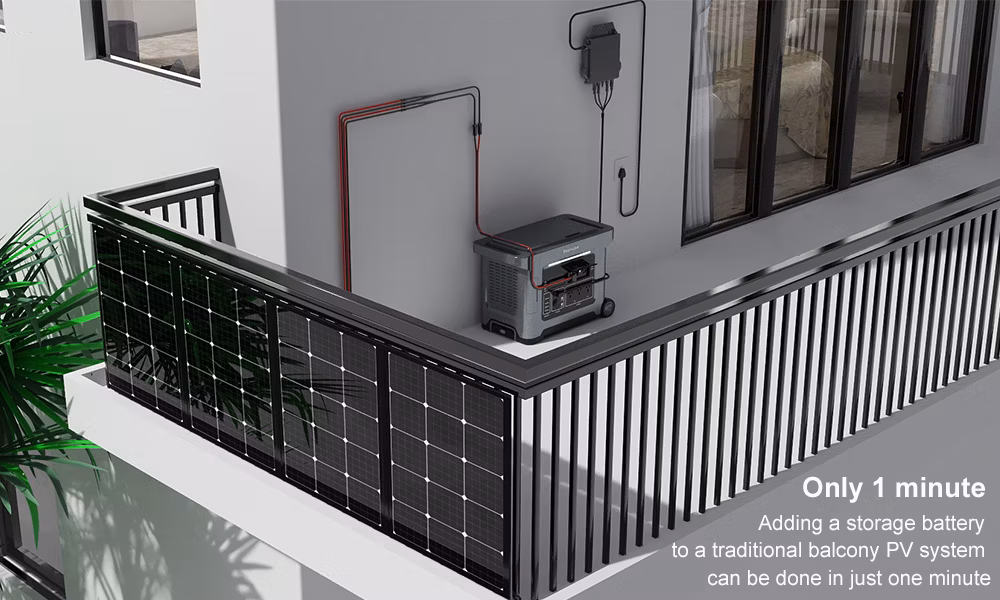 Balcony Power System Portable Power Station 2560wh 3300W LiFePO4, 1200W Solar Input 800W Output