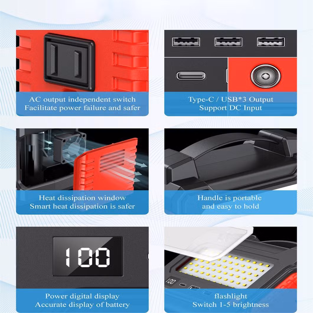 Outdoor Fishing Lithium Ion Battery Solar Generator Portable Mini Power Banks Power Station Explorer with LED Light