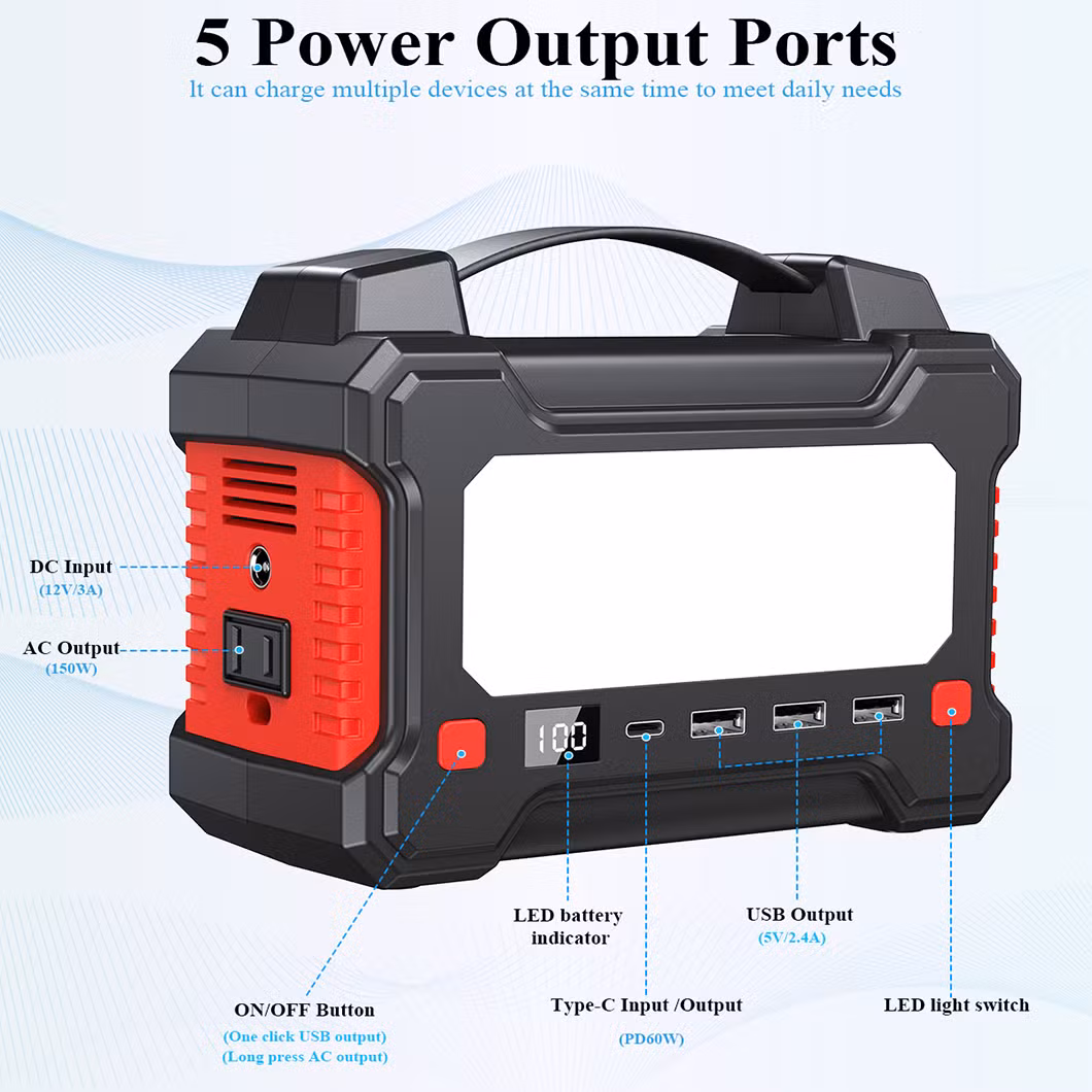Outdoor Fishing Lithium Ion Battery Solar Generator Portable Mini Power Banks Power Station Explorer with LED Light