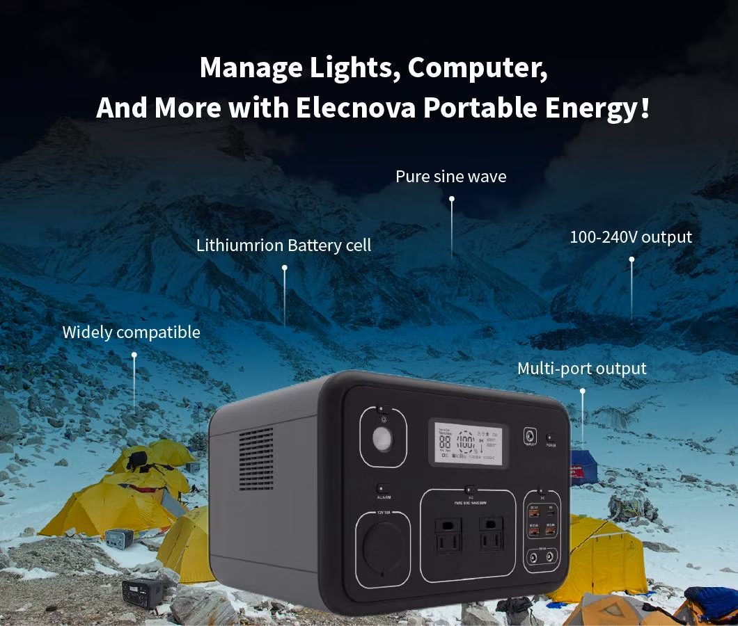 Best Selling Elecnova Portable Power Station 500W 1000W 2000W Outdoor Solar Generator