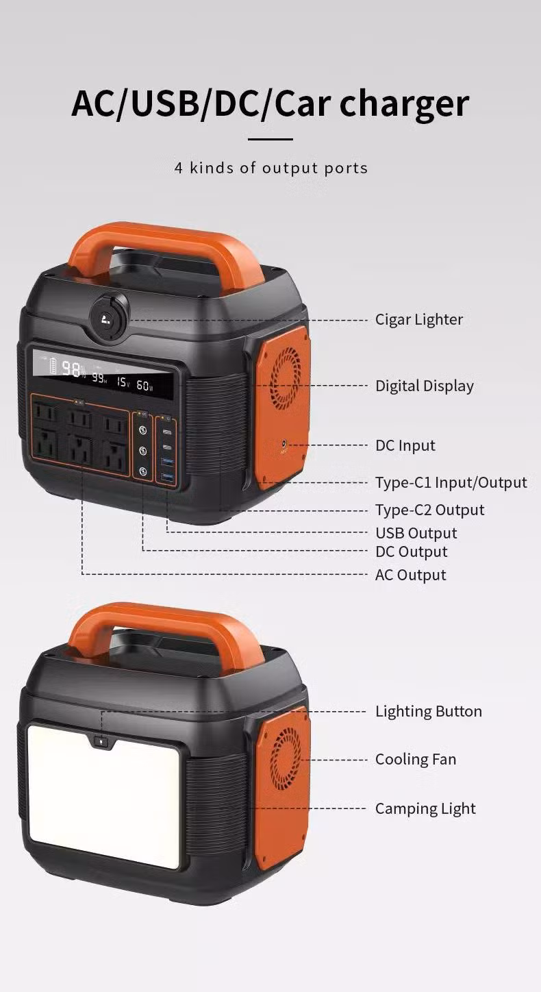 500wh 700W Portable Rechargeable Power Station with AC Outlet Outdoor Mobile Power Supply UPS 110V 220V Solar Generator