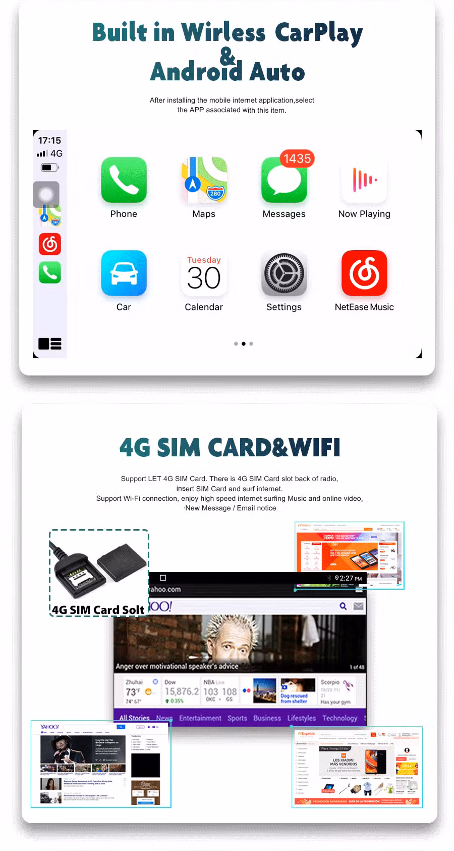 Witson Android 14 Car Multimedia Player for FIAT 500 Abarth Carplay Vehicle Radio