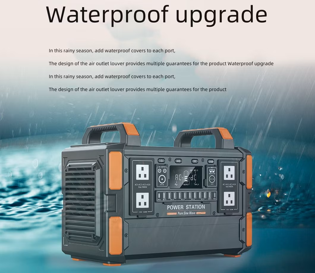 1000W Outdoor Mobile Lithium Battery Pack Outlet Power Station with Solar Panel