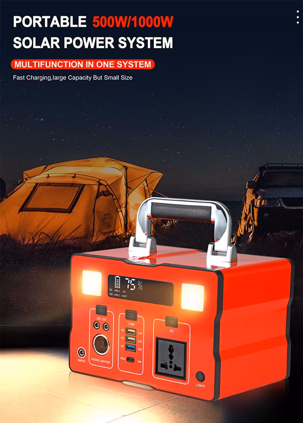 500W Energy Storage Power Source Charging Portable Power Stationsrechargeable Lighting Portable Power Bank Station