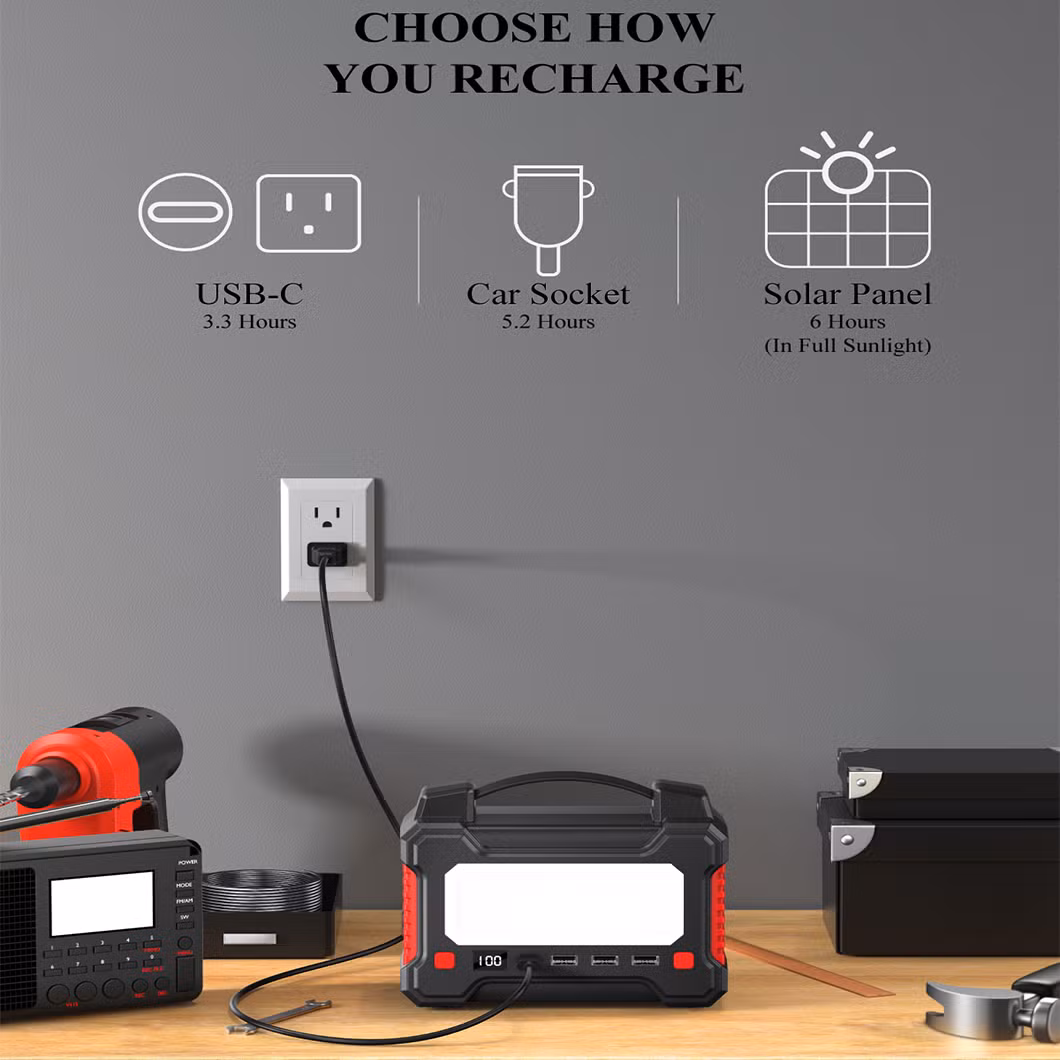 Outdoor Fishing Lithium Ion Battery Solar Generator Portable Mini Power Banks Power Station Explorer with LED Light