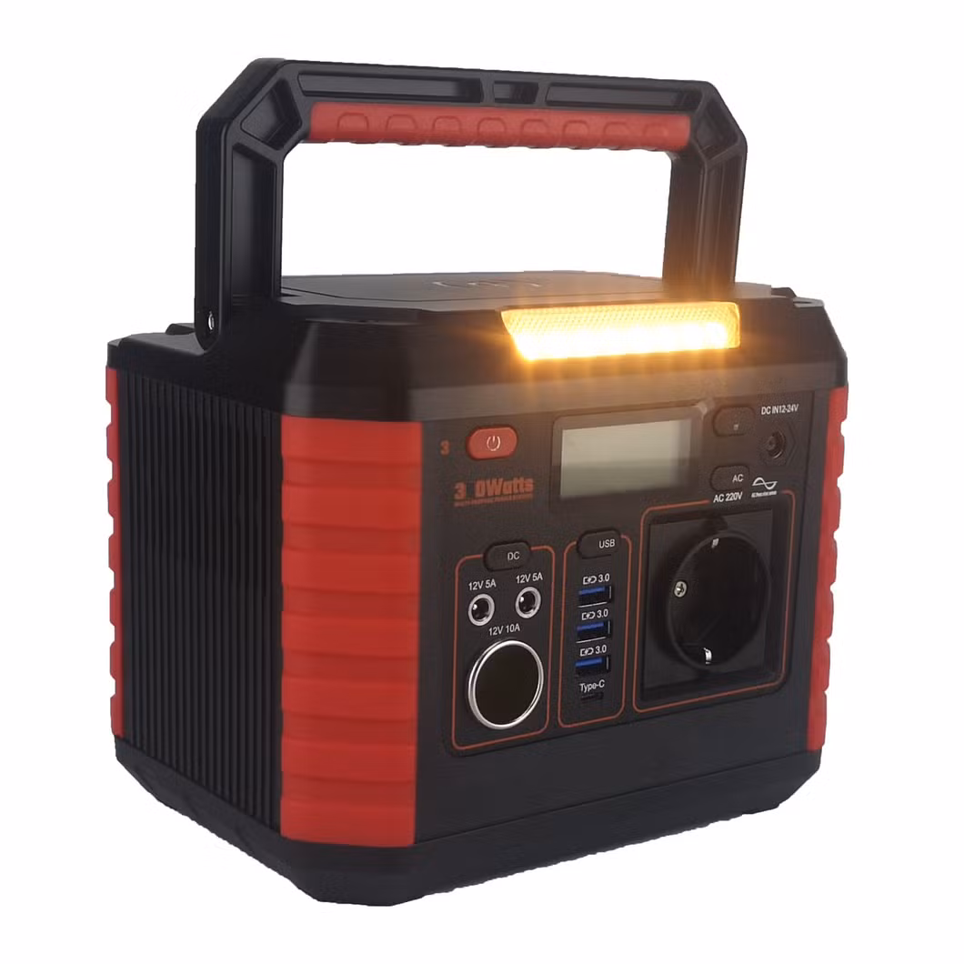 110V/220V Portable Power Bank 300wh DC USB 100W Output Solar Panel Camping Power Station