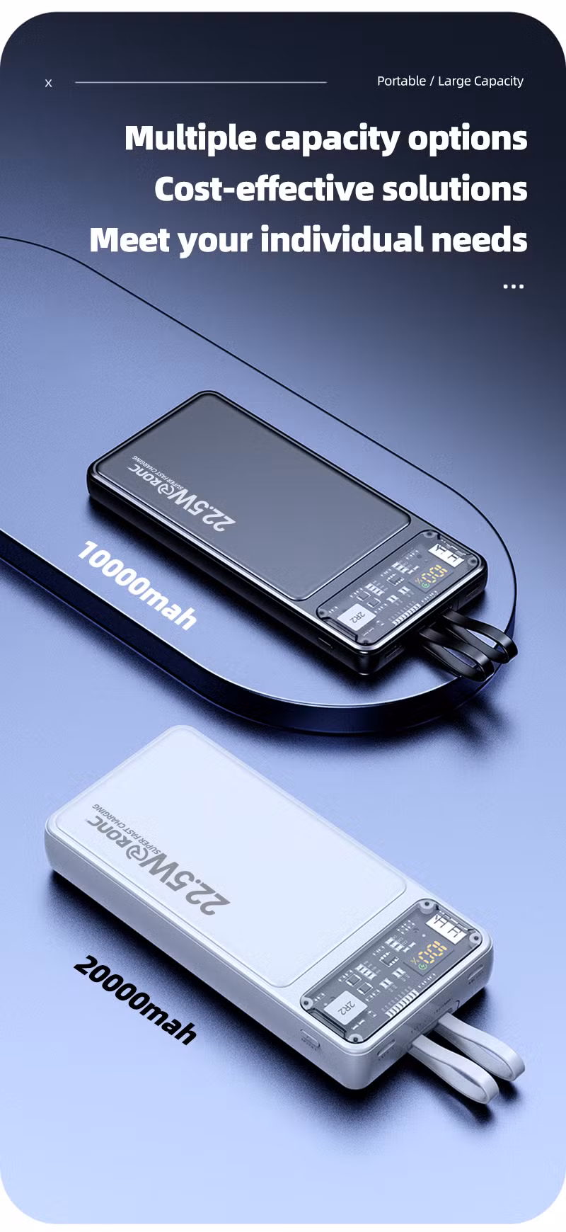 22.5W 10000mAh Powerbank High Capacity Fast Charging Pd QC3.0 Outdoor 20000 mAh Power Bank Station
