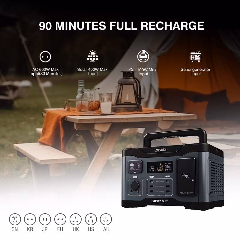 Wholesale Senci 1000 Watt 1000W UPS Iron Phosphate 921wh 100V Portable Generator Power Station