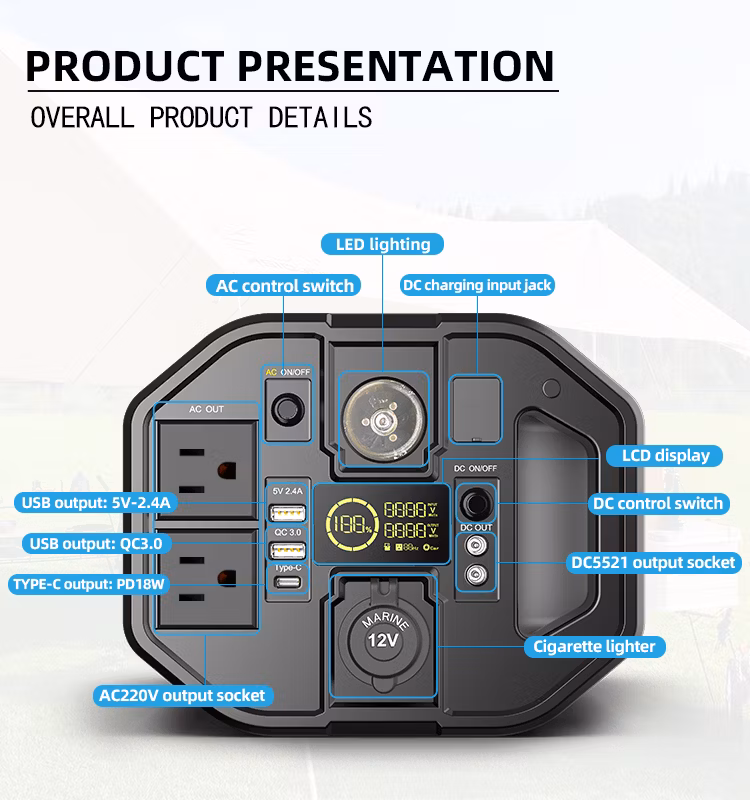 Cheap Station High Capacity 600W Solar with LED Light Power Bank Portable