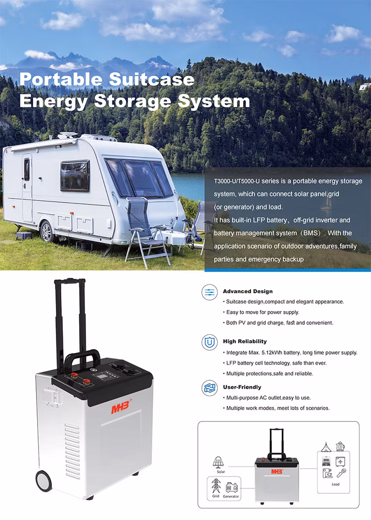 Mhb Supplier Supply 600W 1200W 3000W Solar Generator 110V 230V 220V Electricity Portable Power Station with Pull Rod