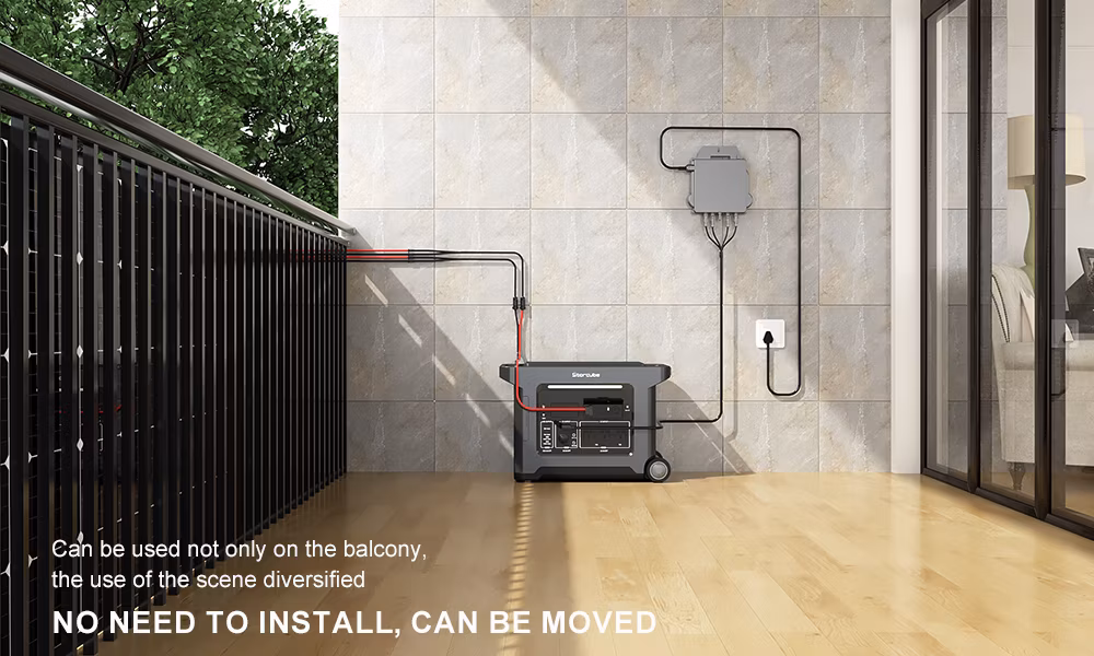 Balcony Power System Portable Power Station 2560wh 3300W LiFePO4, 1200W Solar Input 800W Output