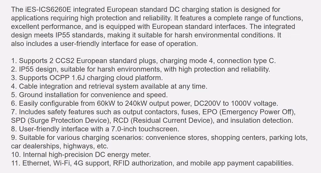 New Energy Public Use 120/240kw Floor Mounted CCS2 200A Fast DC EV Charger LCD Display Electric Car/Vehicle/Battery Charging Station with Ocpp/CE/TUV for EV Car