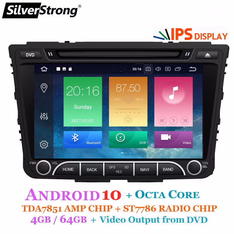 Silverstrong Octacore, IPS 4G 64GB, Creta Car DVD, for Hyundai IX25, Creta Android10, GPS, Radio, Media Player, Quadcore 4G Modem SIM Internet DSP