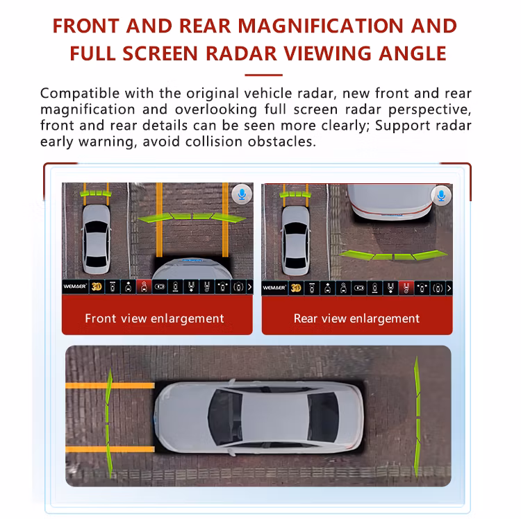 Wemaer OEM Universal 3D 360 Panoramic Android Stereo Auto Radio DSP Car Video TV Player GPS Navigation WiFi 10.1/9 Inch 2.5D 2+32g Touch Screen 360 Car Camera