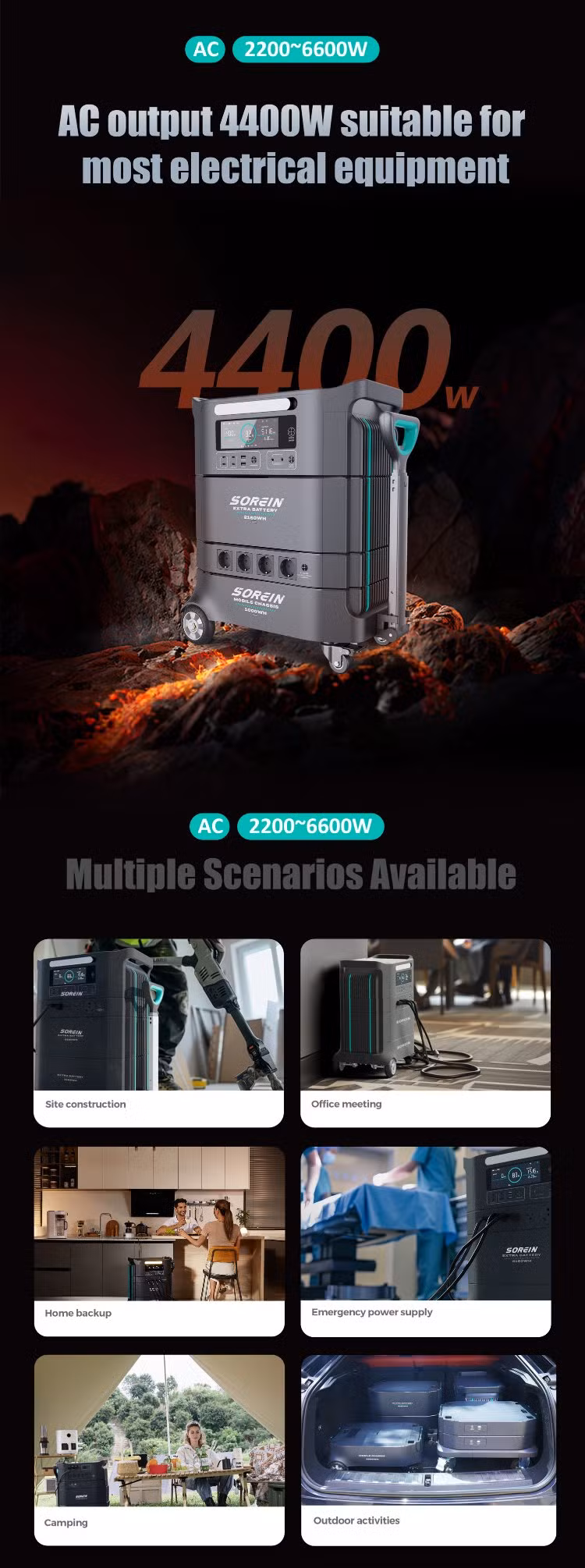 Sorein 4kw New 2024 4000 Watt Solar Powered Generator 4kw Solar System off Grid Outdoor Camping Battery Portable Power Station