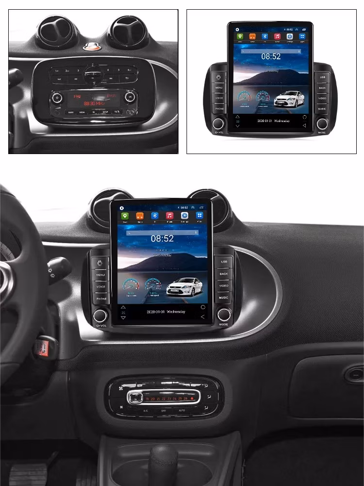 9.7&quot; DSP Android for Tesla Style Vertical Car DVD Player Touch Screen GPS Navigation Car Radio Android for Mercedes Smart 453 Fortwo 2014-2020