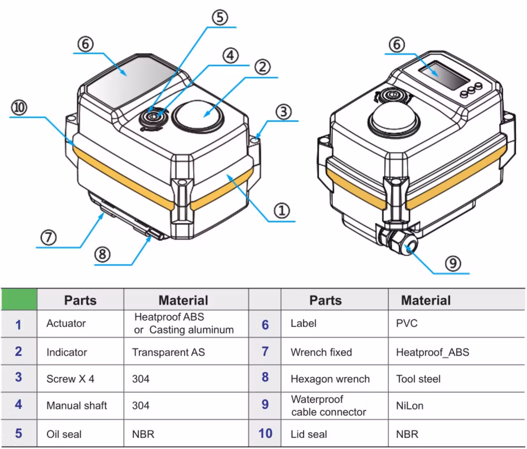 12V DC 4-20mA 50nm Electric Rotary Actuator on off Type Quarter Turn Electric Valve Actuator Motorized Actuator