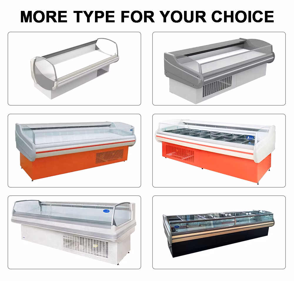 Open Type Comercial Supermarket Glass Door Deli Chicken Meat Display Container Showcase Cooler Counter Freezer Chiller Refrigerator Fridge for Butcher Meat Shop